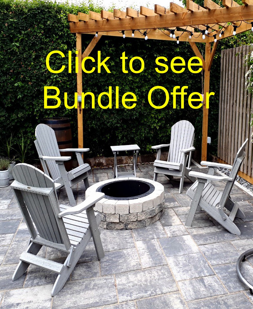 Buy 4 Driftwood Grey Adirondack Chairs With FREE Side Table Bundle Offer - 