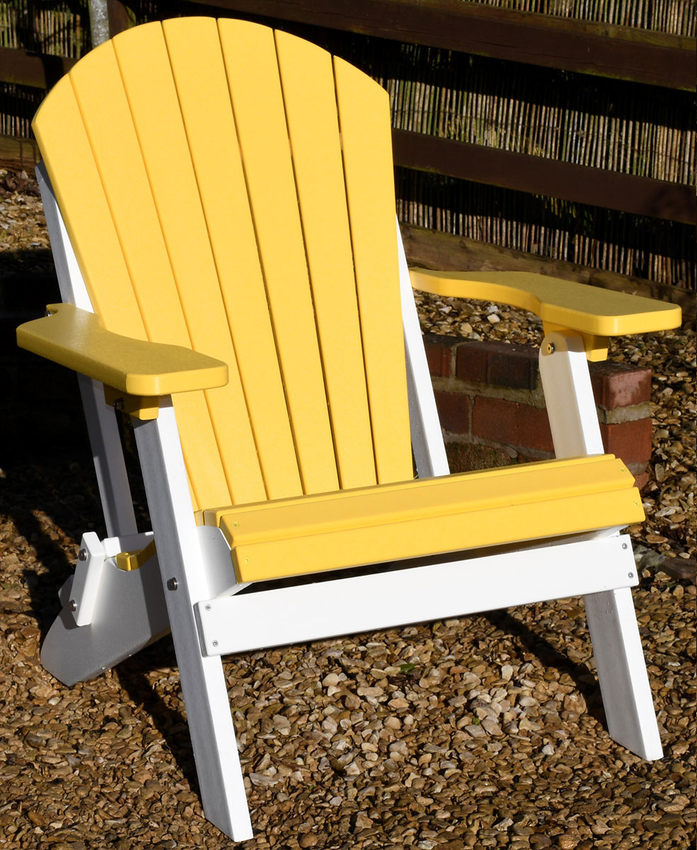 Folding Adirondack Chair - Lemon Yellow on White