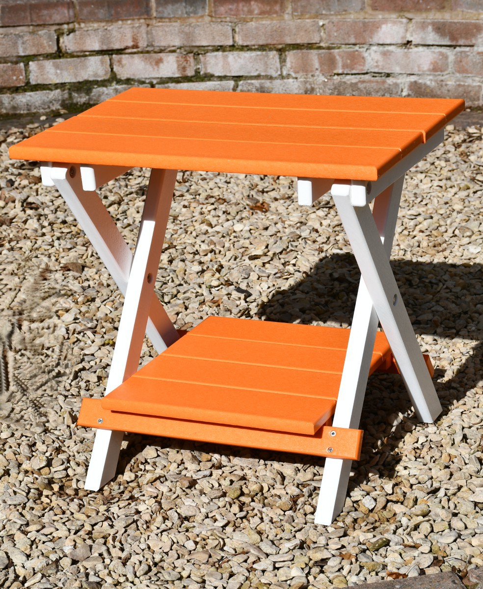 Folding Side Table - Orange on White