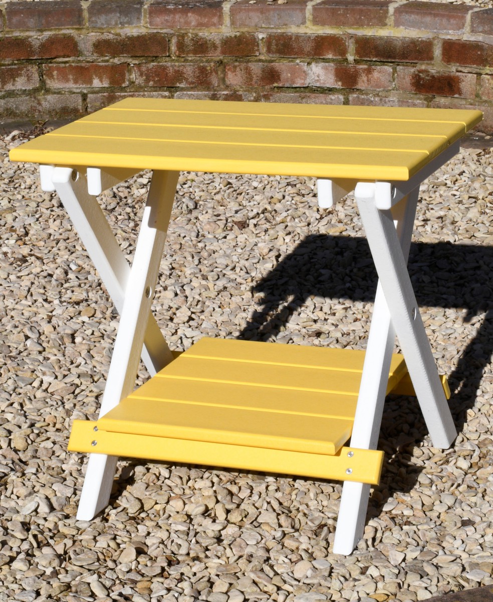 Folding Side Table - Lemon Yellow on White