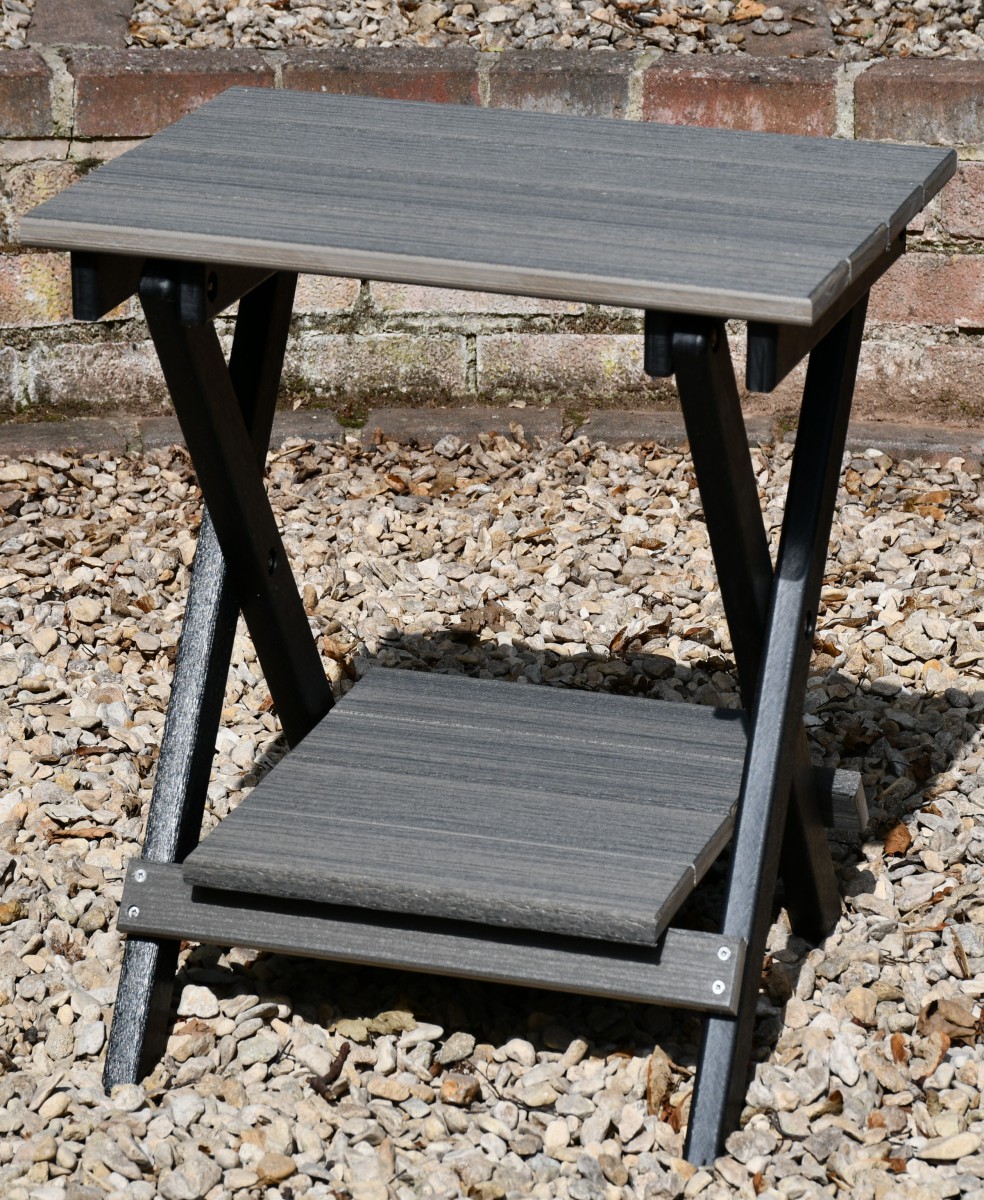 Folding Side Table - Coastal Grey on Black